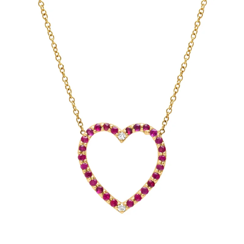 Customizable Necklace for Gifts-Ruby & diamond heart