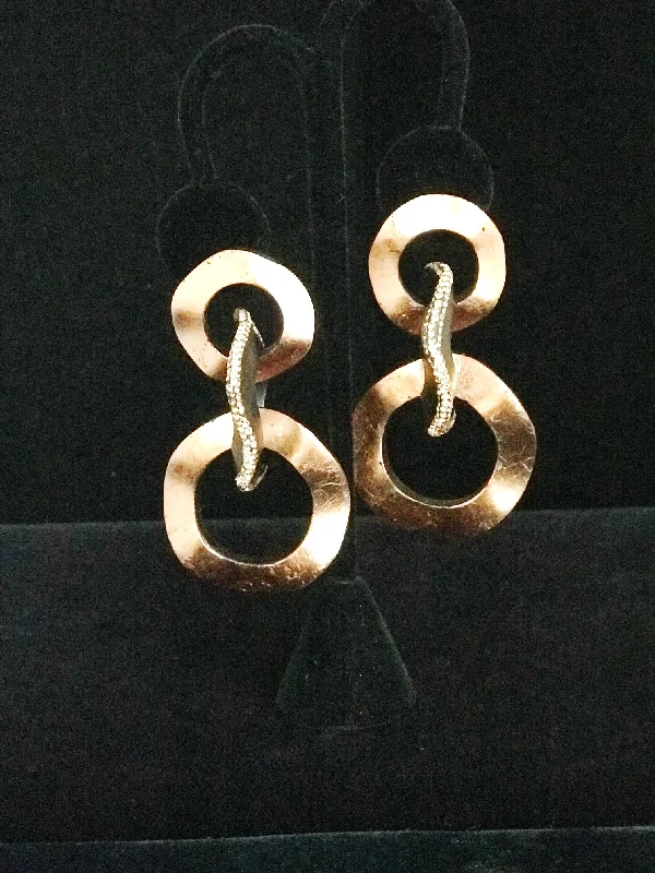 Simple Silver Earrings for Casual Style-Brass & Black Dangling Circle Earrings