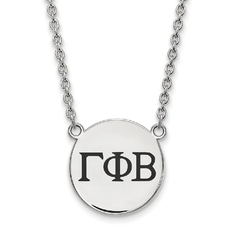 Gold Necklace with Initials-Sterling Silver Gamma Phi Beta Large Enamel Greek Letters Necklace