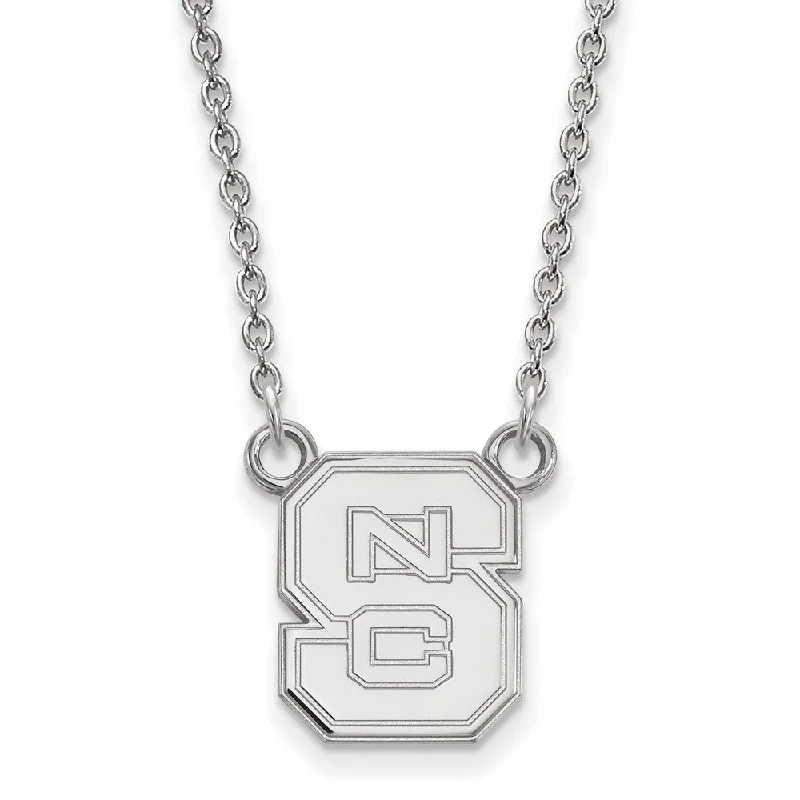 Gold Chain Necklace for Women-10k White Gold North Carolina Small 'NCS' Pendant Necklace