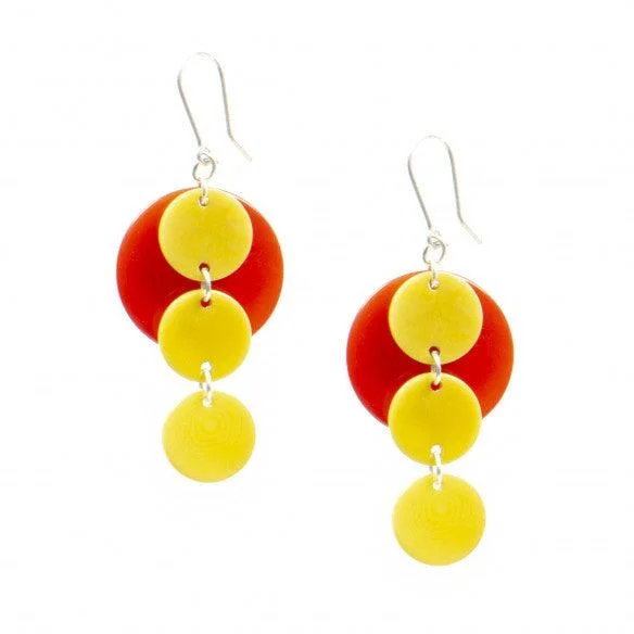 Timeless Gold Earrings for Women-Tagua Thais Earrings - Yellow / Red