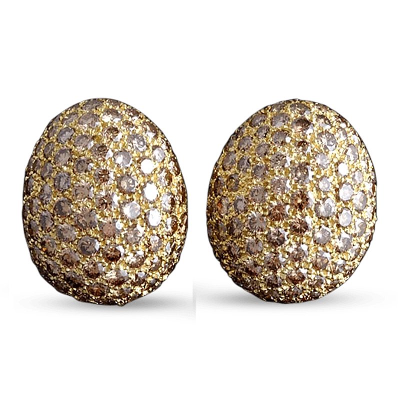 Pearl Stud Earrings for Brides-David Webb Champagne Diamond Earrings, 15.00 Carats