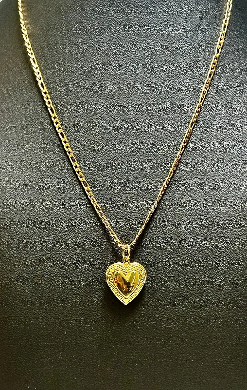 Rose Gold Necklace for Women-Gold Women's Pendant necklace with Gold Heart Pendant with a Fugaro Chain