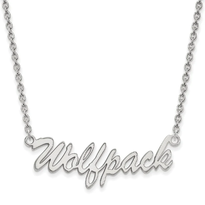 Gold Necklace with Crystal Pendant-Sterling Silver North Carolina Med Script 'Wolfpack' Pendant Necklace