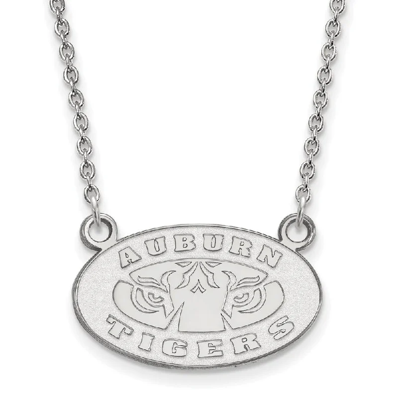 Cute Necklace for Gift Giving-Sterling Silver Auburn U Small Logo Pendant Necklace