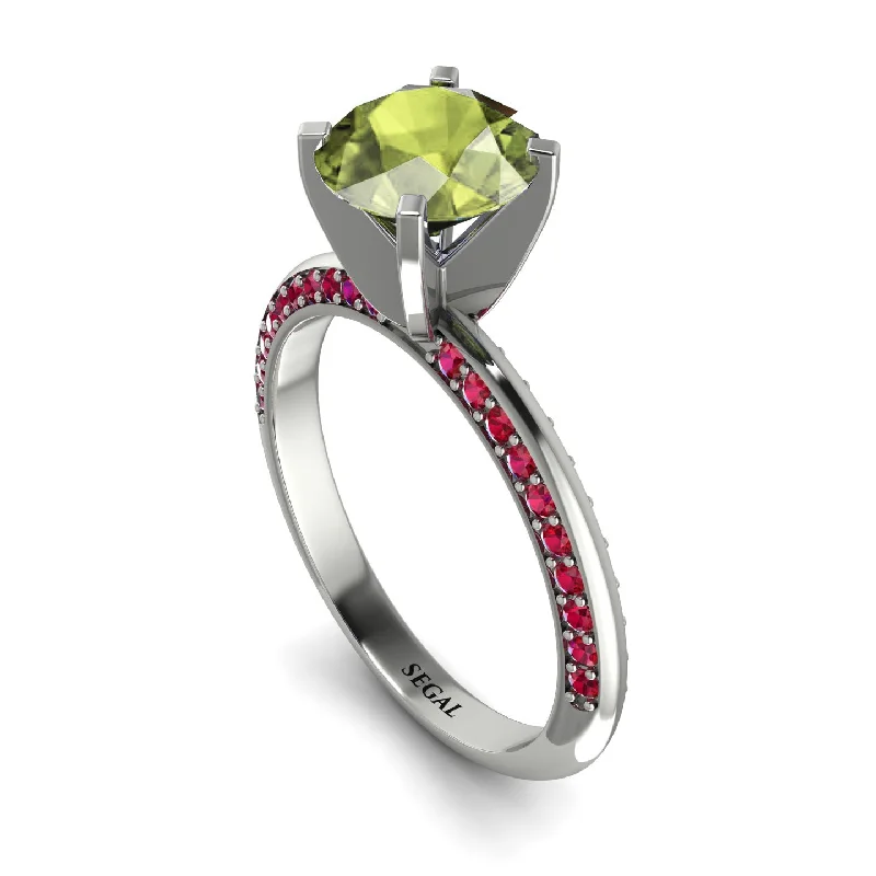 Wedding Ring with Diamond Accent-Classic Peridot Ring With A Twist - Leilani No. 712