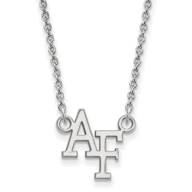 Handcrafted Silver Necklace for Gifts-14k White Gold Air Force Academy Small Pendant Necklace