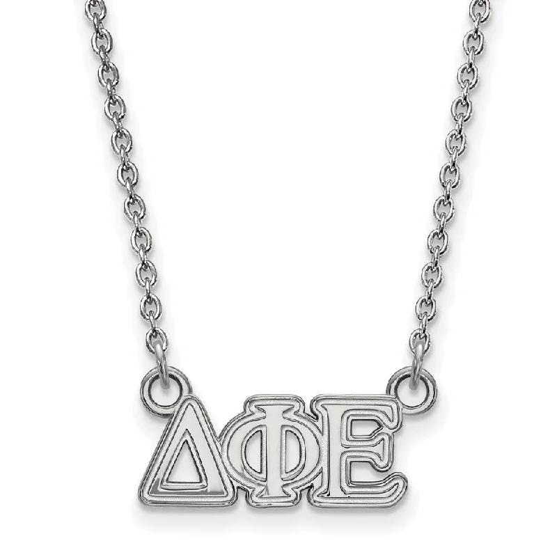 Handcrafted Necklace for Gifts-Sterling Silver Delta Phi Epsilon XS (Tiny) Greek Letters Necklace