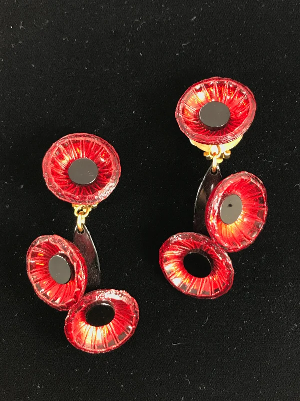 Trendy Earrings for Teens-French Resin Triple Circle Dangle Earrings