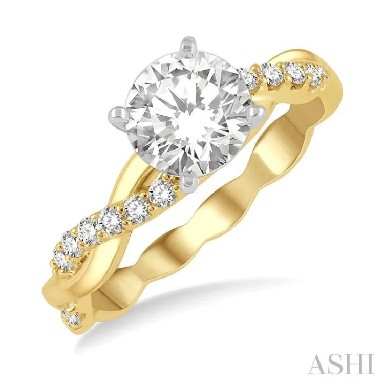 Luxury Ring for Anniversary Gifts-1/5 Ctw Round Center Semi-Mount Diamond Engagement Ring in 14K Yellow and White Gold