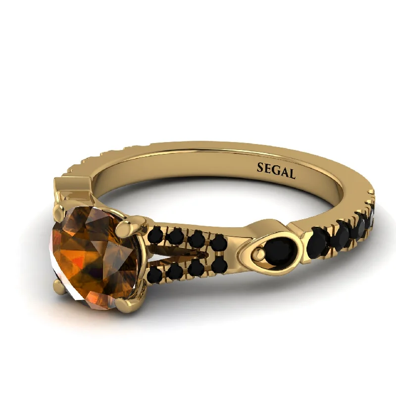 Custom Name Ring for Personal Touch-Vintage Brown Diamond Engaement Ring - Arya No. 1107