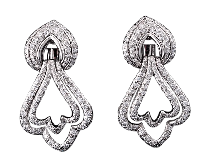 Statement Earrings for Bold Looks-Henry Dunay Platinum and Diamond Dangle Earrings