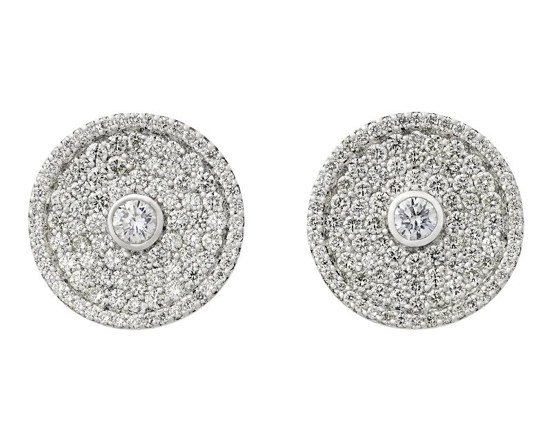 Creative Earrings for Trendy Looks-Diamond Disc Earrings, 3.09 Carats