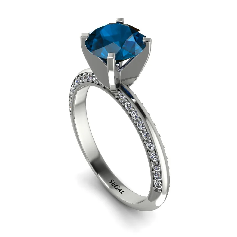 Unique Promise Ring for Couples-Classic Blue Topaz Ring With A Twist - Leilani No. 503