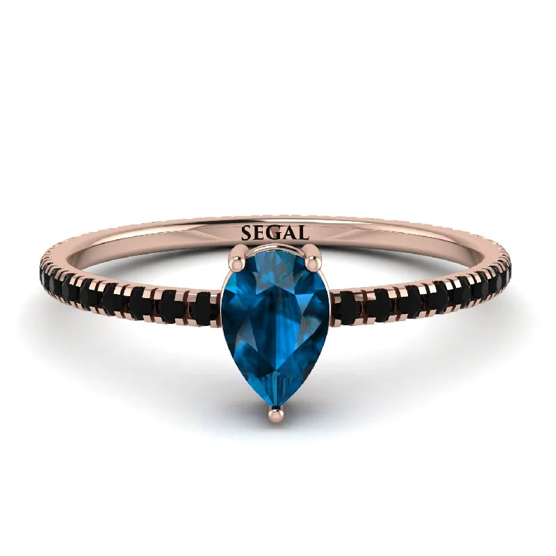 Unique Wedding Ring for Couples-Pear Blue Topaz Ring With Micro Pave - Taylor No. 508