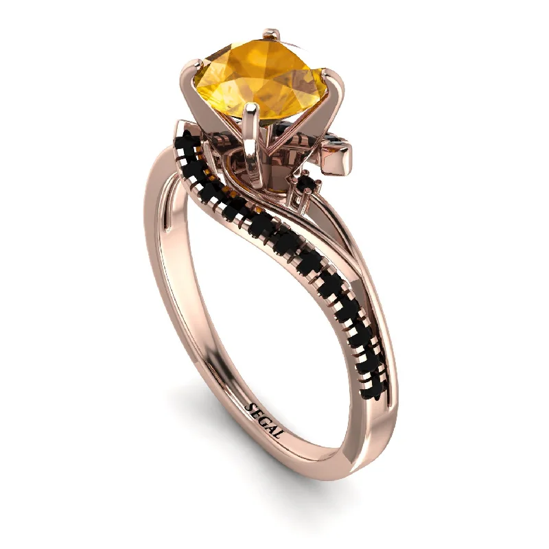 Birthstone Ring for Custom Jewelry-Twist Shank Yellow Diamond Engagement Ring - Maria No. 1008