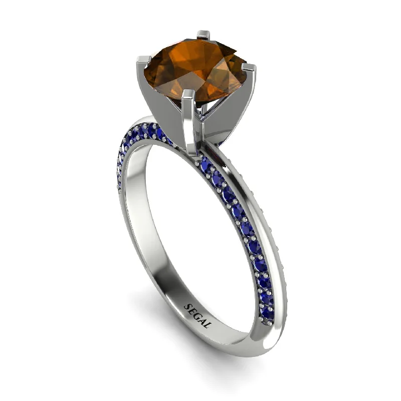 Multi-Gemstone Engagement Ring-Classic Brown Diamond Ring With A Twist - Leilani No. 1115