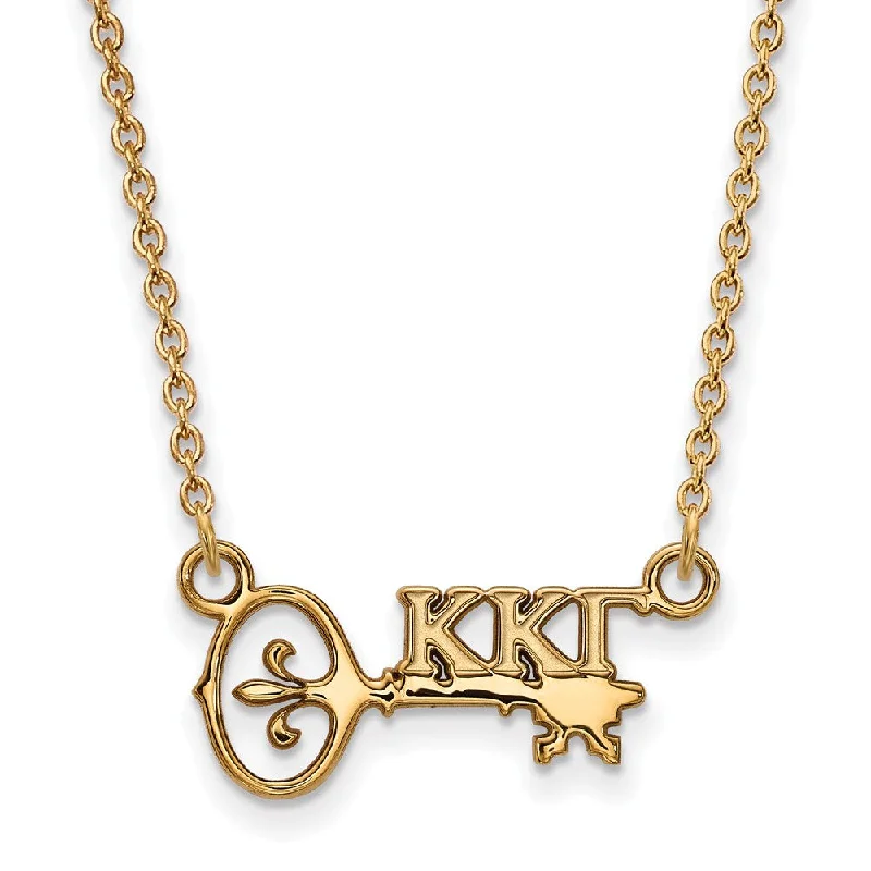 Vintage Gold Necklace for Classic Look-14K Plated Silver Kappa Kappa Gamma XS (Tiny) Necklace