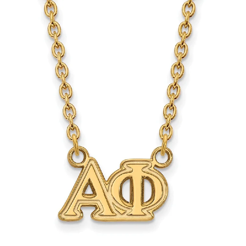 Personalized Name Necklace-14K Plated Silver Alpha Phi Medium Necklace