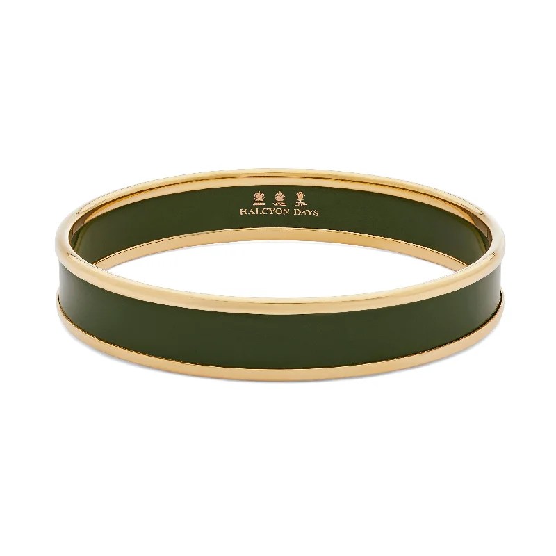 Stackable Gold Bangles for Trendy Style-Green & Gold Enamel Bangle