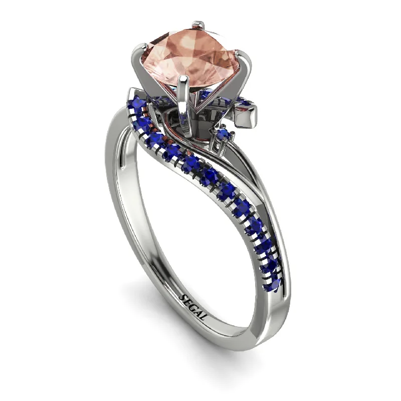 Custom Ring with Personalized Engraving-Twist Shank Morganite Engagement Ring - Maria No. 915