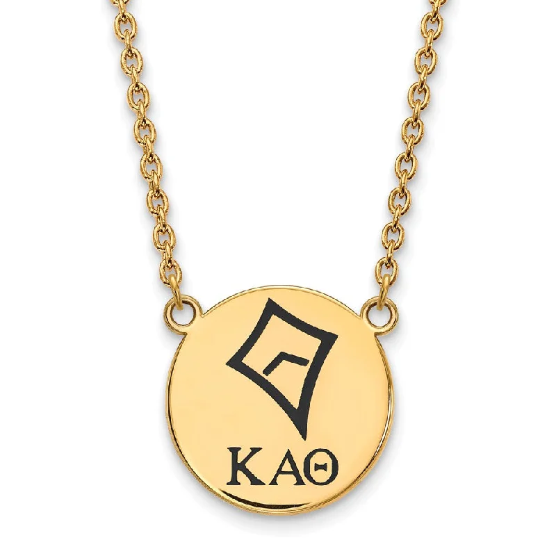 Unique Statement Necklace for Bold Fashion-14K Plated Silver Kappa Alpha Theta Large Enamel Necklace