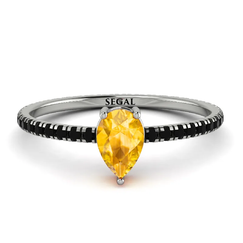 Elegant Rose Gold Ring-Pear Yellow Diamond Ring With Micro Pave - Taylor No. 1009