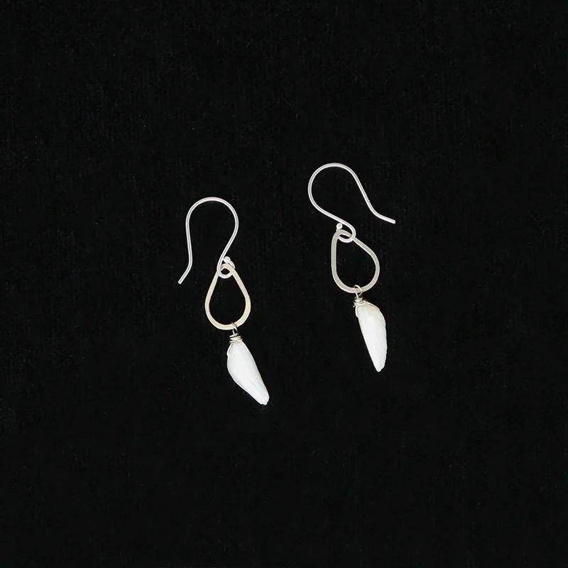 Elegant Drop Earrings for Weddings-American River Pearl Earrings with White Gold Details by brunet