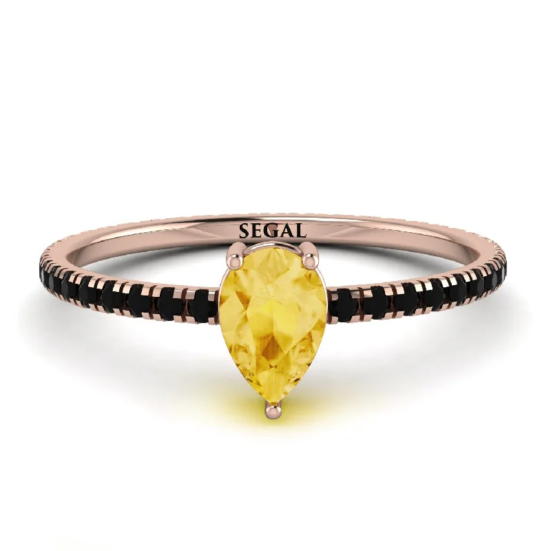 Beautiful Gold Wedding Ring for Her-Pear Citrine Ring With Micro Pave - Taylor No. 608