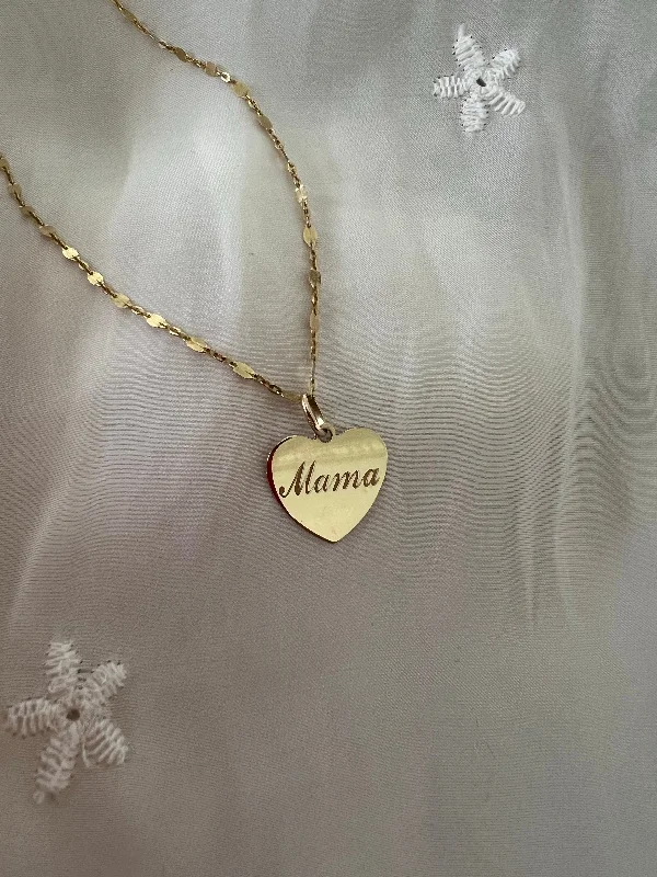 Customizable Charm Necklace-Mama heart charm