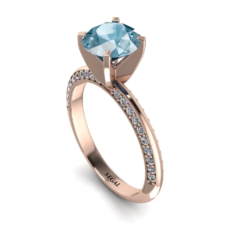 Fashionable Stackable Rings for Women-Classic Aquamarine Ring With A Twist - Leilani No. 402