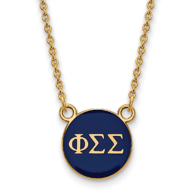 Sterling Silver Necklace with Pendant-14K Plated Silver Phi Sigma Sigma Small Enamel Necklace