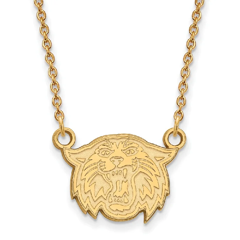 Unique Handmade Necklace-10k Yellow Gold Villanova U Small Wildcat Face Pendant Necklace