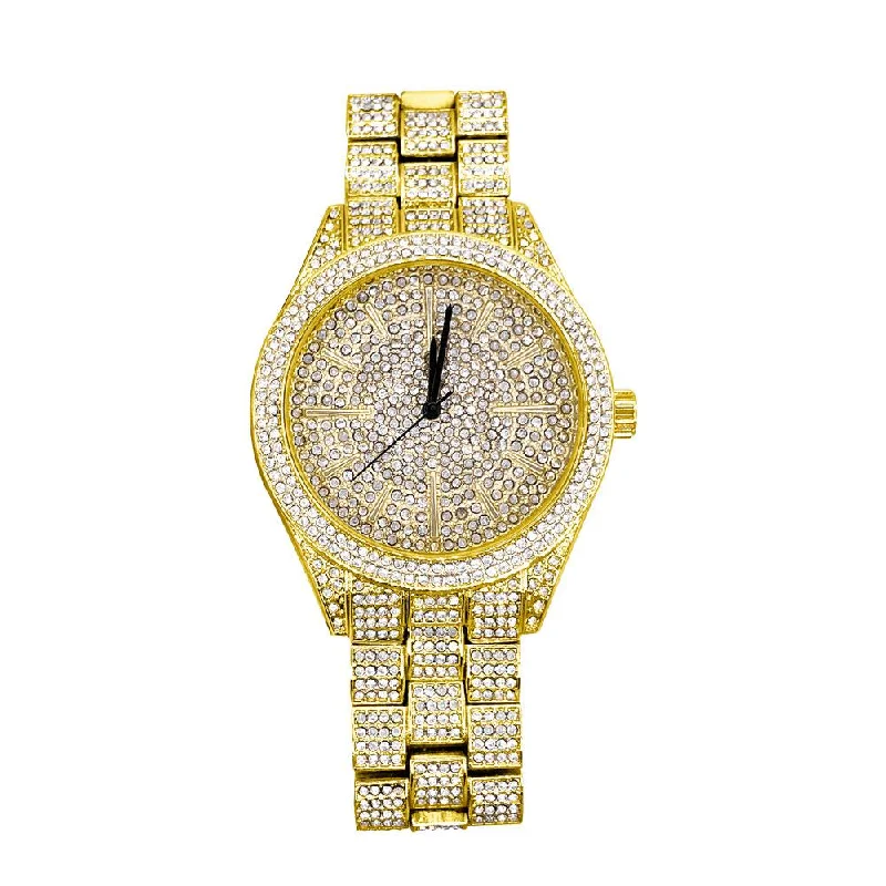 Custom Watches with Personalized Engraving-Classic Fully Iced Out Bling Hip Hop Watch