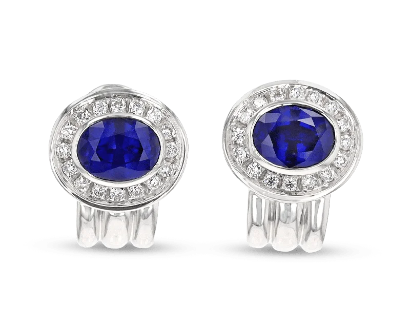 Beautiful Gem Earrings for Party-Oval Sapphire Earrings, 5.00 Carats