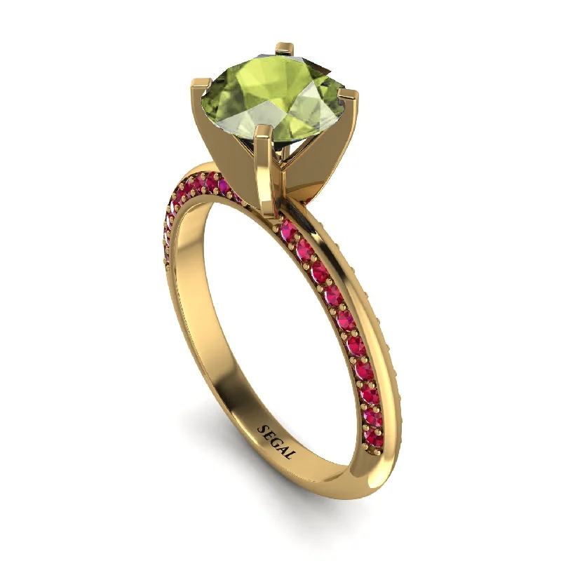 Custom Engagement Ring with Diamonds-Classic Peridot Ring With A Twist - Leilani No. 710