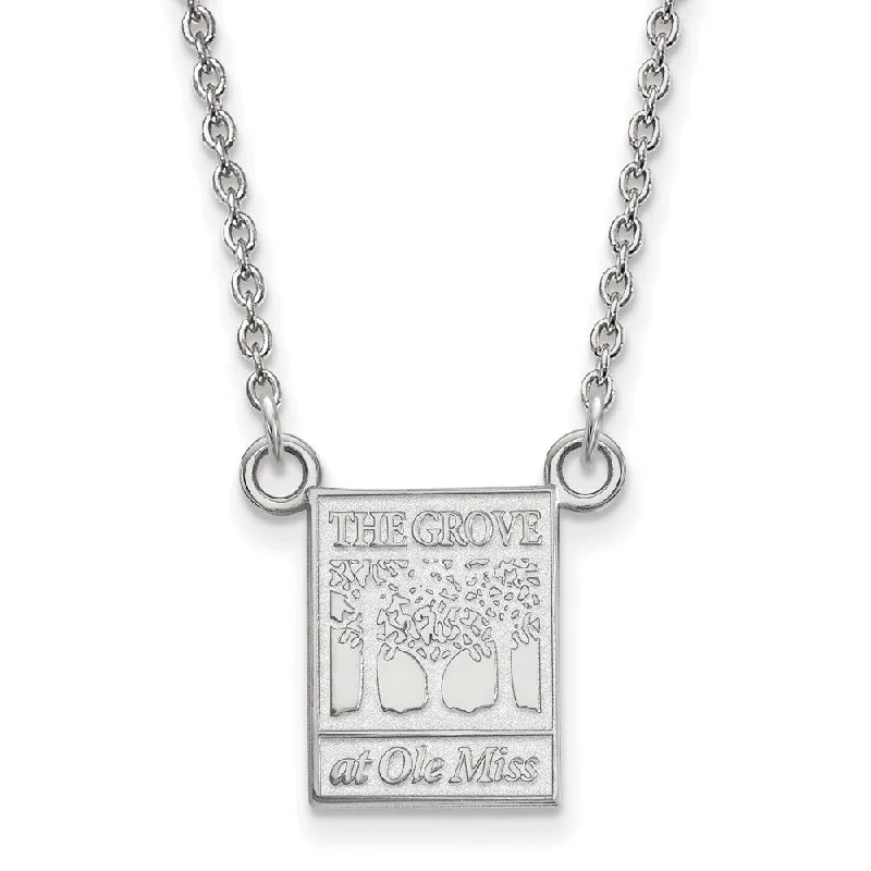 Sparkly Necklace for Fashion Forward Women-Sterling Silver U of Mississippi Small Pendant Necklace