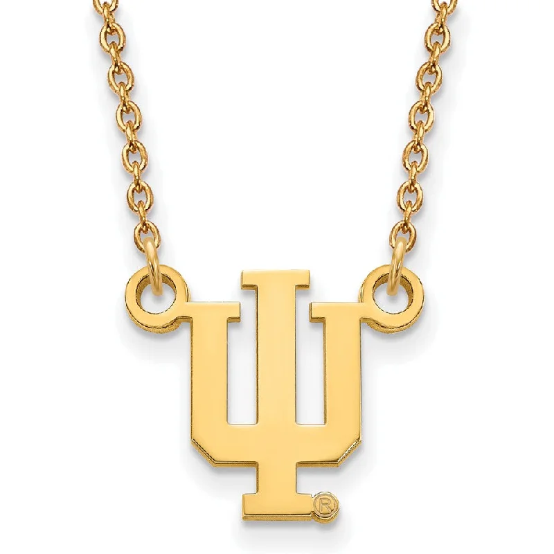 Fashionable Necklace for Young Adults-10k Yellow Gold Indiana U Small 'IU' Pendant Necklace