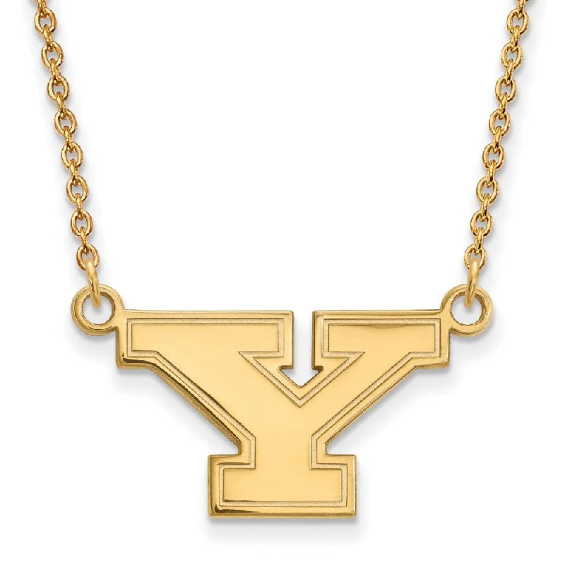 Silver Beaded Necklace for Fashion-14k Gold Plated Silver Youngstown State Small Initial Y Necklace