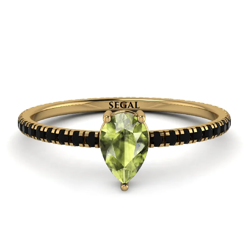 Vintage Wedding Band Set for Couples-Pear Peridot Ring With Micro Pave - Taylor No. 707