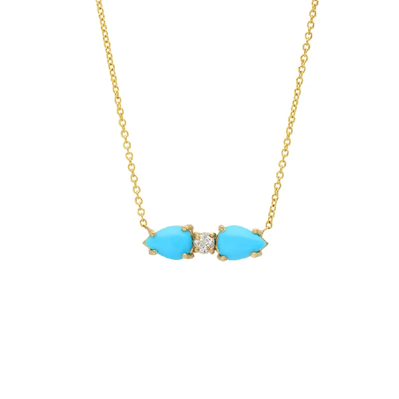 Sapphire Necklace for Special Events-Turquoise and White topaz bar