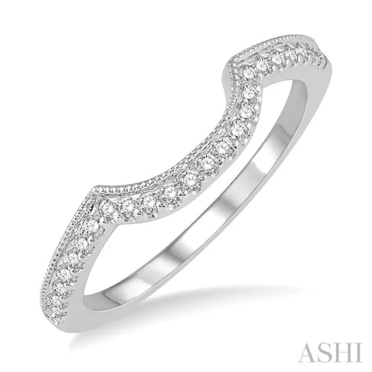 Handcrafted Diamond Ring for Engagement-1/6 Ctw Round Cut Diamond Wedding Band in 14K White Gold