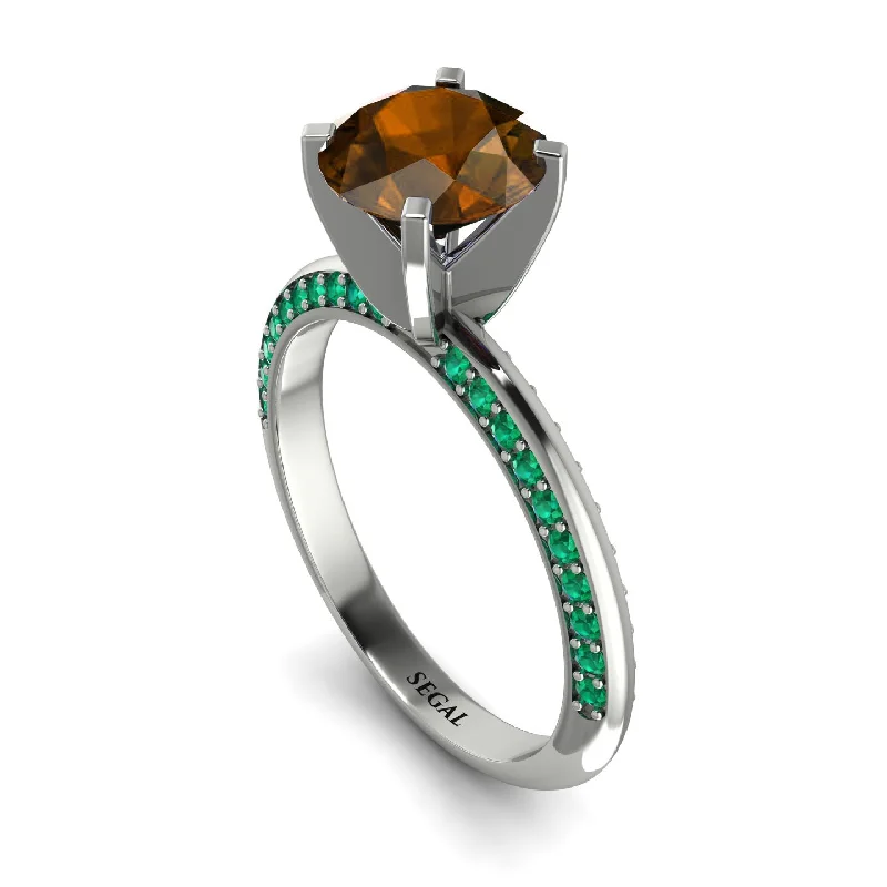 Beautiful Gemstone Engagement Ring-Classic Brown Diamond Ring With A Twist - Leilani No. 1106