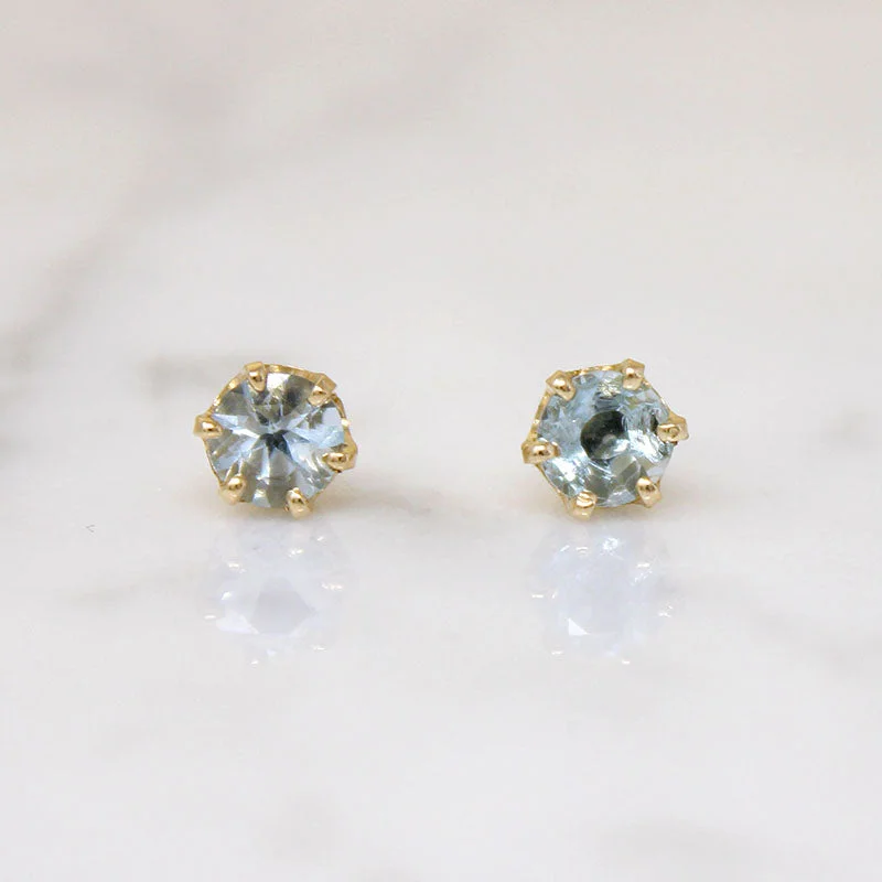 Handcrafted Drop Earrings for Unique Look-Radiant .83tcw Aquamarine in Gold Stud Earrings