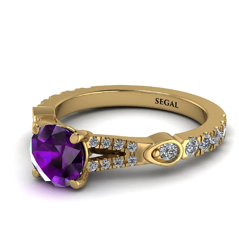 Luxury Ring for Anniversary Gifts-Vintage Amethyst Engaement Ring - Arya No. 301