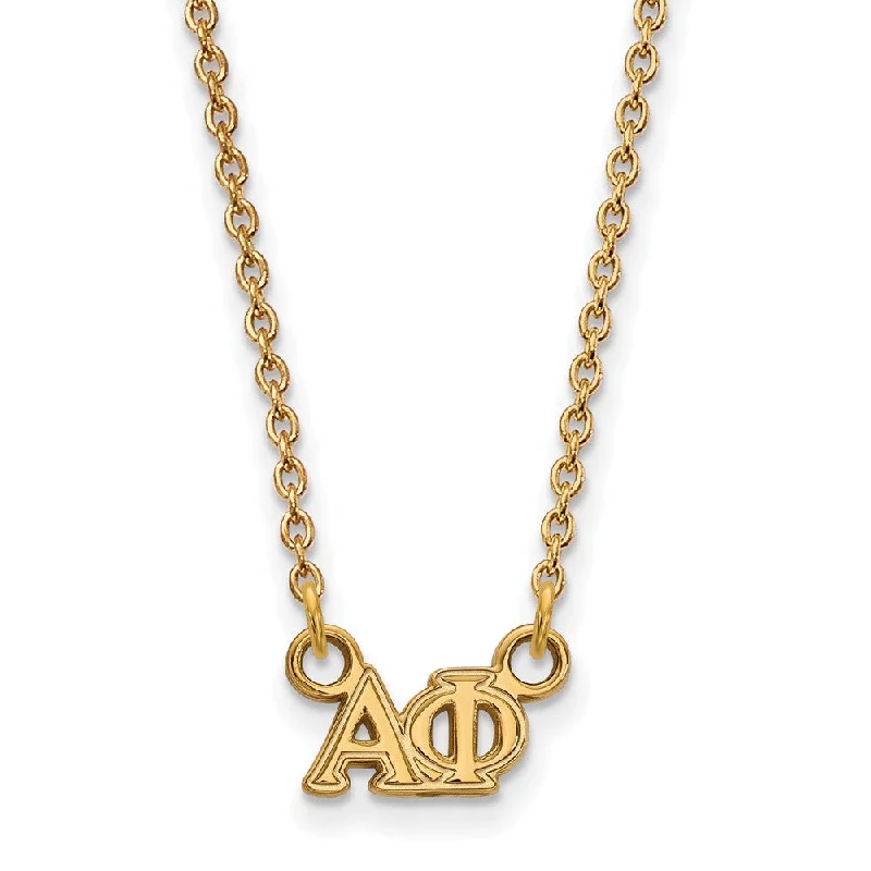 Gold Necklace for Women-14K Plated Silver Alpha Phi XS (Tiny) Greek Letters Necklace