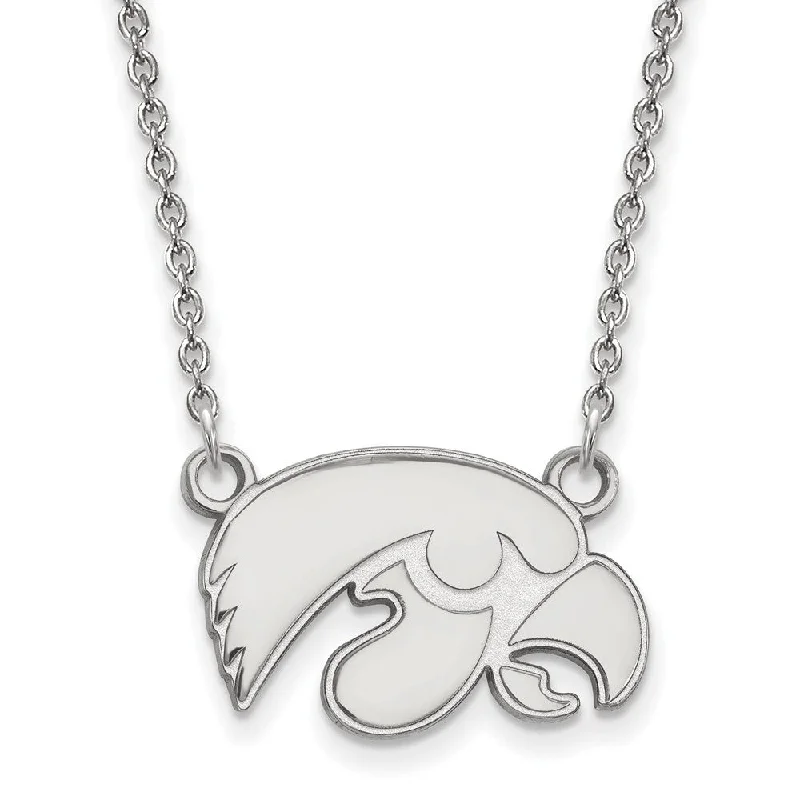 Colorful Necklace for Festivals-10k White Gold U of Iowa Small Hawkeye Pendant Necklace