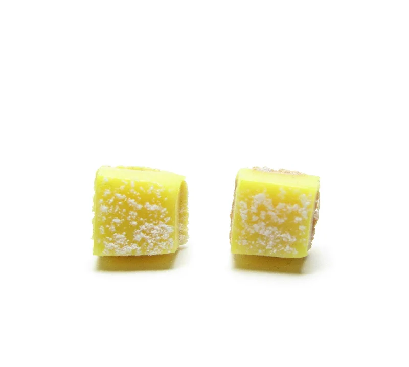 Unique Gem Earrings for Trendsetters-Lemon Bar Earrings Miniature Lemon Tart Posts