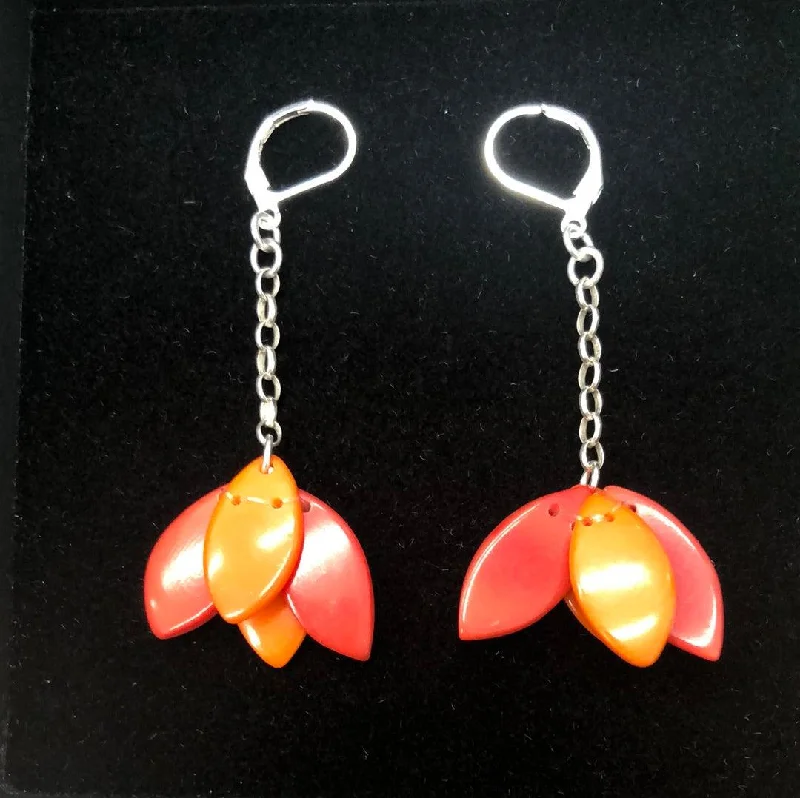 Bohemian Earrings for Fashion Lovers-Tagua TULIPA Orange Coral