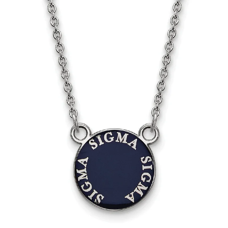 Modern Necklace for Evening Outfits-Sterling Silver Sigma Sigma Sigma Small Enamel Disc Necklace